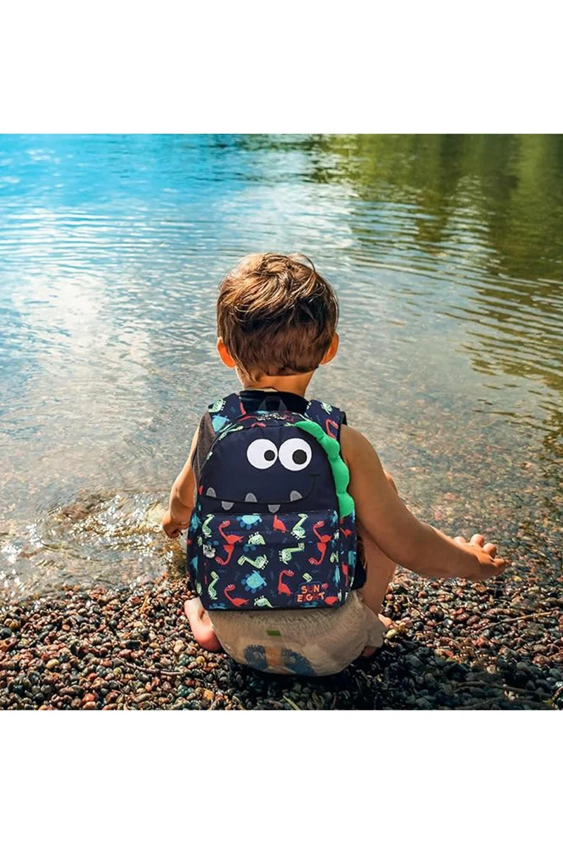 صن إيت Preschool Toddler Kids Backpack Small 3D Cartoon Dinosaur Lunch Daycare School Bookbag Animal Travel Bags for Boy For 2-5 Years old, Cute Dinosaur, SE90074, Navy